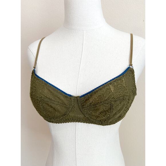 Free People Other - Free People Olive Green Lace Bra size 34a Underwire